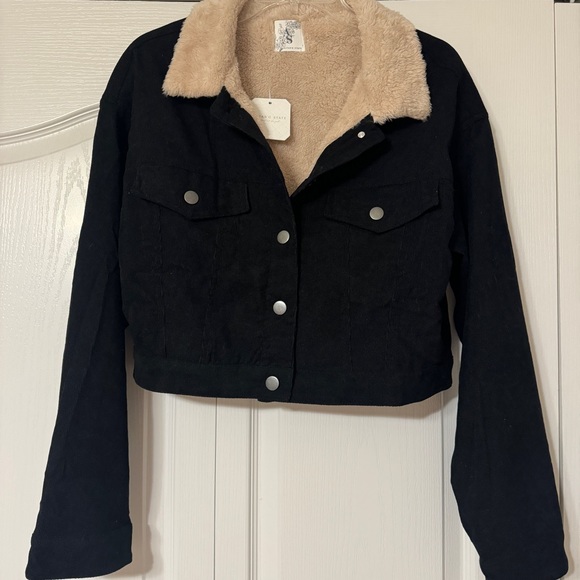 ALTAR'D STATE Deirdre Cord Cropped Black Corduroy Jacket Medium NWT - Picture 7 of 12